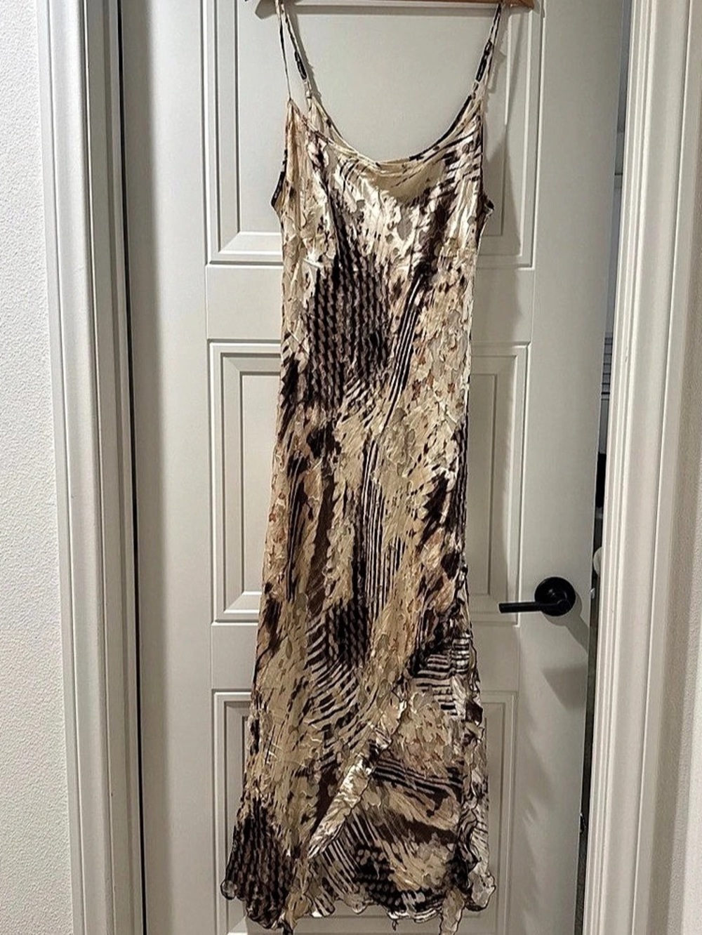 GOLD Animal Print Silk Blend Maxi Dress